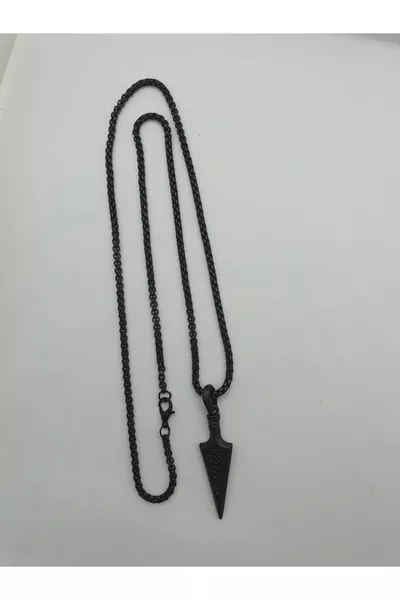 Triagle Ok Ucu Erkek Kolye Mat Siyah