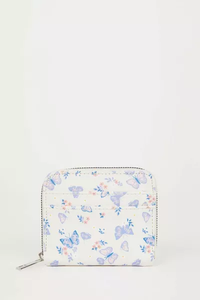 Дамски портфейл от изкуствена кожа с принт на пеперуда AXNS