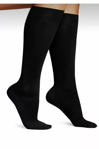 Einfarbige schwarze Kniestrümpfe aus Baumwolle für Damen