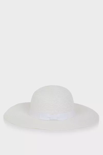 Chapeau en paille pour femme avec détail de ruban SM