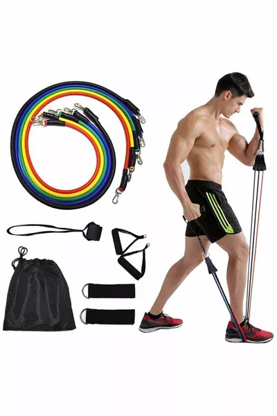 Widerstandsband-Set | Tragbares Fitnessband mit Türbefestigung | Heimtrainingsgerät