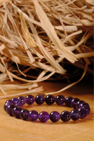 سوار هدية من حجر الجمشت المعتمد لمكافحة الحساسية وحجر الطاقة وحجر الحب