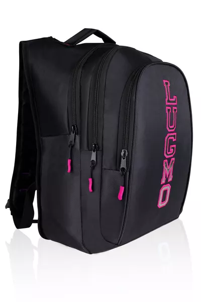 Sac d'école à trois compartiments avec doublure et poche matelassée et trousse, pour collège et lycée, avec écusson, rose