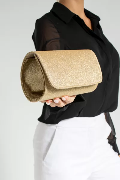 Women's Glitter Gold Mini Clutch Evening Shoulder Bag