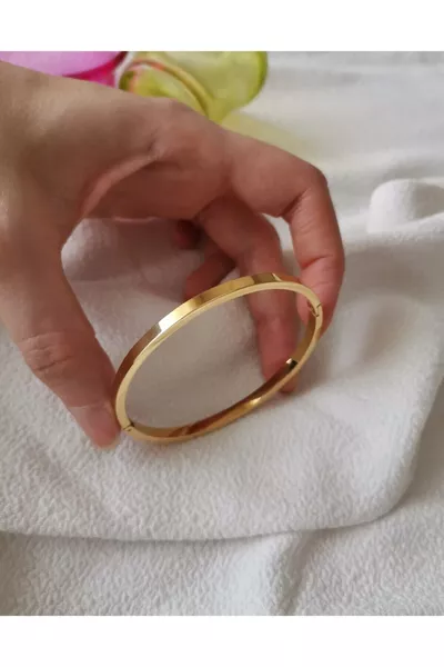 Bracciale in Acciaio - Bracciale a Polsino Liscio Inossidabile Colore Oro