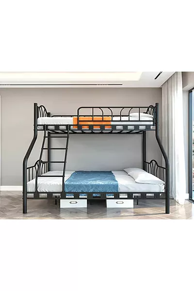 DZGN HOME VOLGA 3-PERSON PARENT 3-BED METAL BUNK BED &