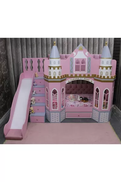 Sprookjes stapelbed met glijbaan