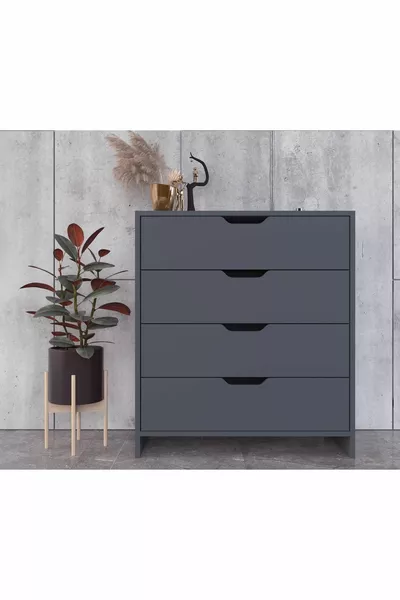 Efes 4 Schubladen Anthrazit Kommode