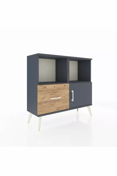 Arges Şifonyer 2 Raflı Tek Çekmeceli Tek Kapaklı  Antrasit-Antrasit/Çam