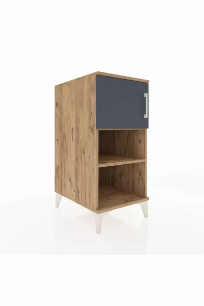 Kronos Nightstand with 2 Shelves and 1 Door Pine-Anthracite
