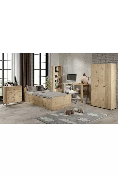 Selen Children's Bedroom Set Oak - 5 Pieces, All Made of First-Quality MDF