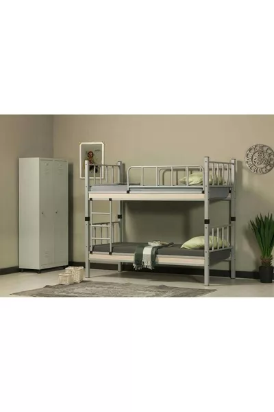 Dorm Metal Bunk Bed Gray