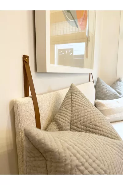 Tête de lit avec support de coussin décoratif en cuir - 2 pièces cm sangle