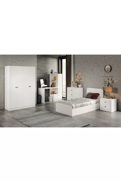 غرفة نوم شبابية من خشب الأكاسيا ومكتب دراسة