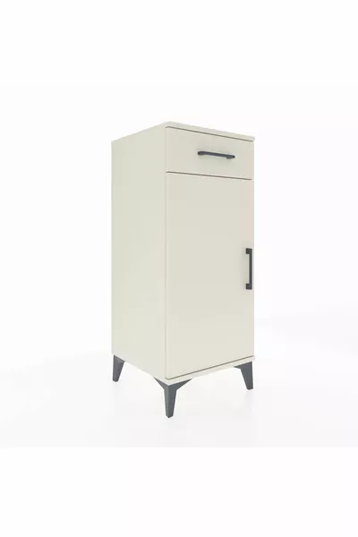 Hyperion Nightstand Single Shelf Single Drawer Single Door Moonstone-Moonstone