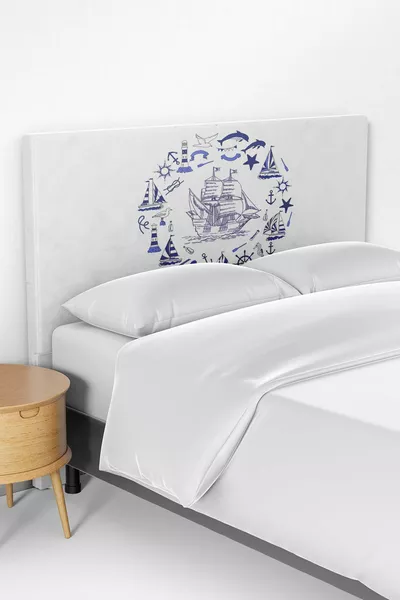 Housse de tête de lit pour enfant à motif marin