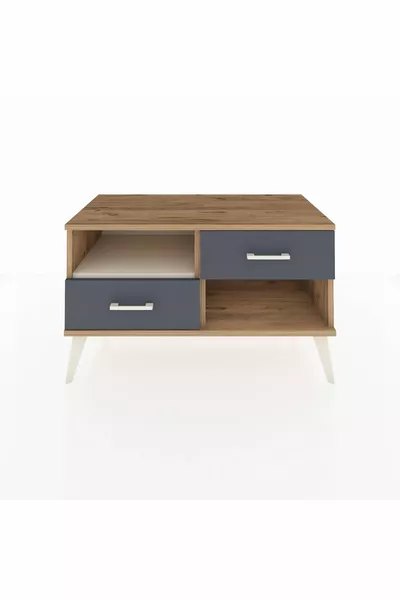 خزانة هايبرون بدرجين ورف واحد، خشب الصنوبر/الحجر الرملي رمادي غامق