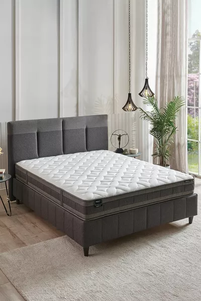 طقم سرير دريم لاين مع قاعدة ورأس سرير مكون من 3 قطع - رمادي غامق، أنثراسيت