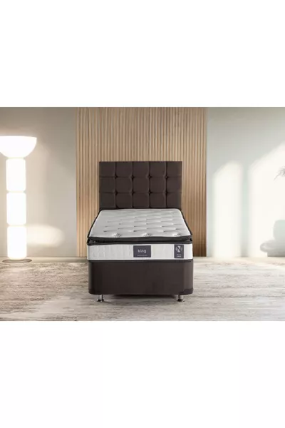 Niron King Bed Set Single Bed Base Headboard Set Fume