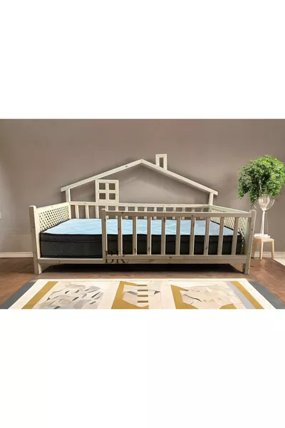 Delux Doğal Ahşap Montessori Bebek ve Çocuk Karyolası