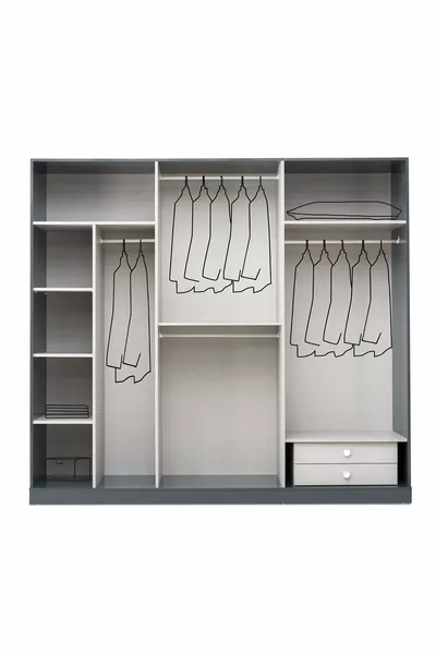 Bedroom Set Gold LED Detailed, Agate Color, 100% MDF