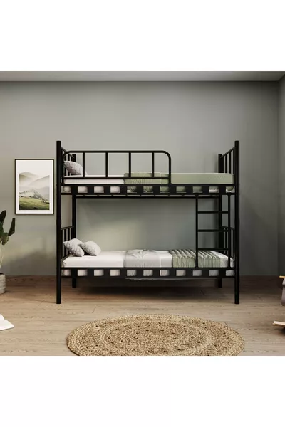 غرفة نوم أطفال شبابية زنبق بسرير مزدوج معدني وطابقين