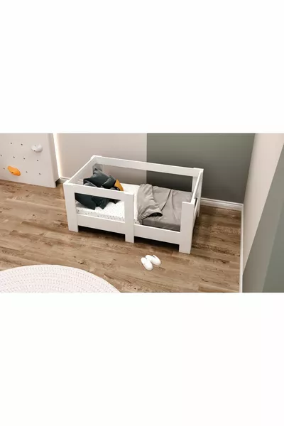 Lit Montessori compatible avec matelas en MDF blanc