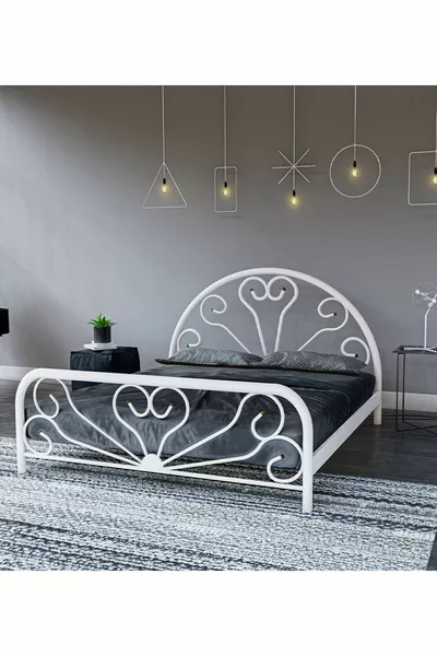 سرير معدني مزدوج بلون أبيض بيبي من GM