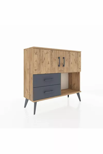 خزانة أرجيز برفين ودرجين وبابين - خشب الصنوبر/أنترسط