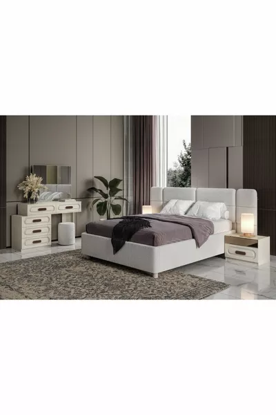 Rias Cream Reflekte Camlı Yatak Odası Takımı