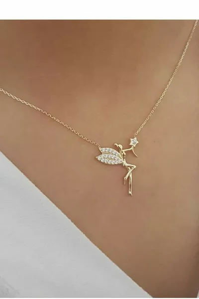  Sterling Silver Angel Necklace with Zircon Stone