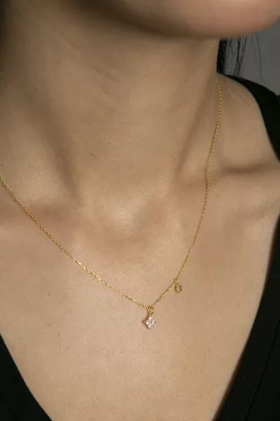 Women's Star Detailed Minimal Model  Sterling Silver Necklace