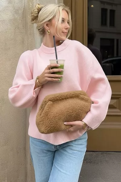 Женская сумка-клатч из плюша цвета верблюда Teddy