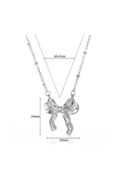 قلادة نسائية بفَصّ فضي على شكل ربطة
