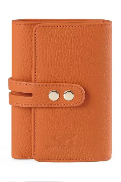 محفظة وبطاقات نسائية من الجلد الطبيعي بتفاصيل ذهبية