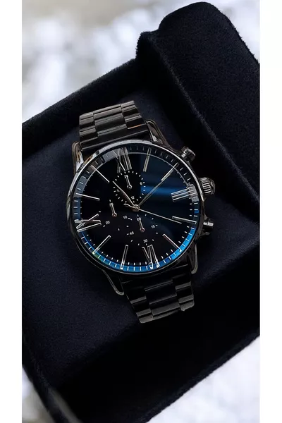ساعة يد رجالية فاخرة رياضية مصنوعة من المعدن مع طلاء IP مقاوم للصدأ