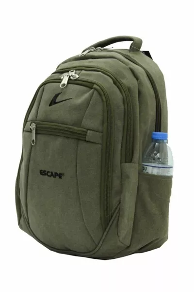 حقيبة ظهر كاجوال للجنسين باللون الزيتوني من قماش الكانفاس مع قسم للابتوب للأنشطة الخارجية 