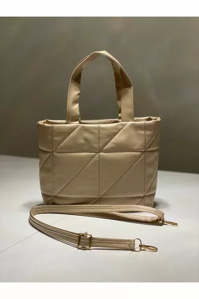 Women's Quilted Padded Puff Inflatable Faux Leather Napoli Shoulder Strap Tote Hand and Shoulder Bag