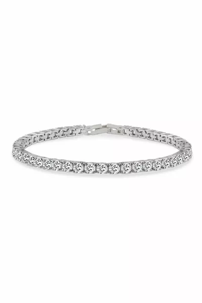 Sterling Silver Rhodium-Plated Tennis Bracelet