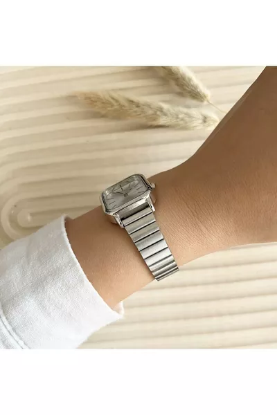 Stalen koord vierkante minimalistische damespolshorloge