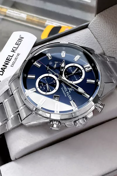 Montre Homme Exclusive Premium Manchette 3 ATM Étanche Couleur Argent Bracelet en Acier + Bracelet 