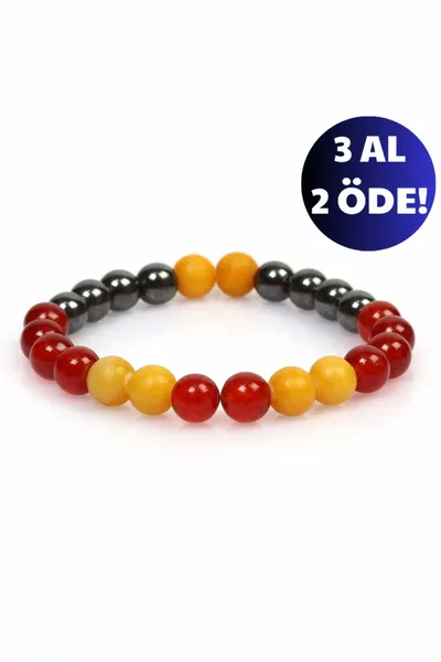 Sertifikalı Para Bereket Unisex Tılsım Bilekliği |hematit-akik-sitrin | Hediyelik Doğaltaş