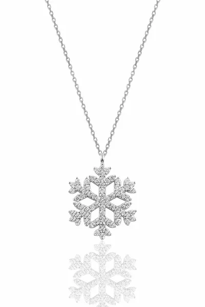 Silver Rhodium Plated Silver Snowflake Necklace rodaj