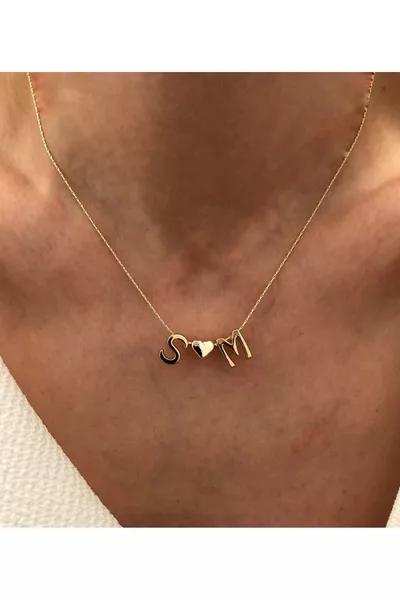 Goldbeschichtete Halskette mit doppeltem Buchstaben – Lass die gewünschten Buchstaben eingravieren