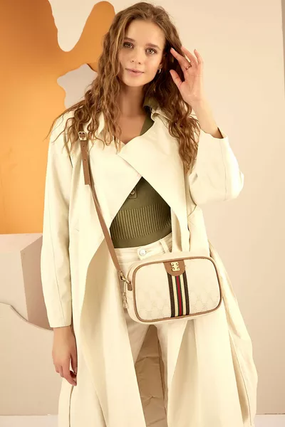 Borsa a spalla da donna beige 