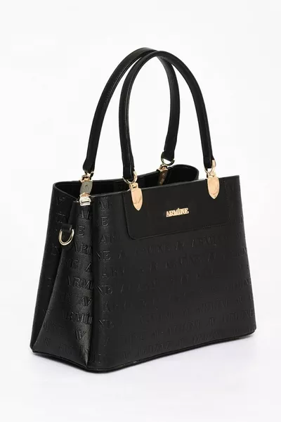 حقيبة كتف نسائية سوداء بطباعة الليزر 