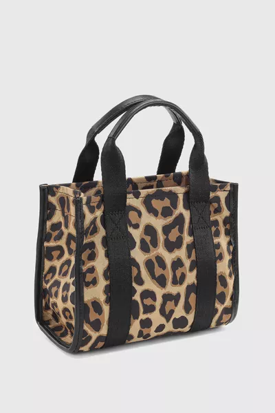 حقيبة توت بقماش مقاوم للماء بحمالة كتف بنقشة الفهد