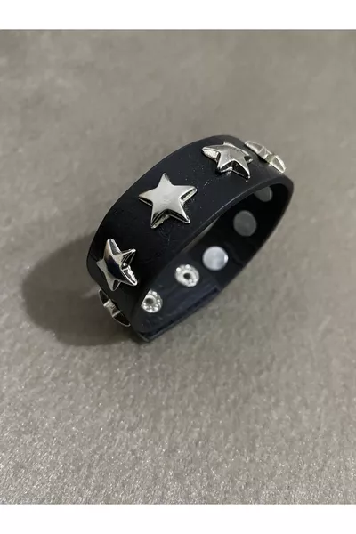 سوار معدني قوطي مزين بنجمة 2 سم، مقاس واحد  سم