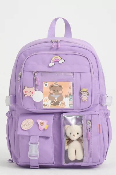 Koreanischer Stil Zubehör 3-teiliges Set Mädchen Schulranzen mit Federmäppchen und Brotdose Rucksack