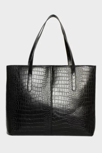 Sac femme grande taille à motif crocodile avec deux manches et fermeture éclair, sac à bandoulière, sac à main, sac pour ordinateur portable